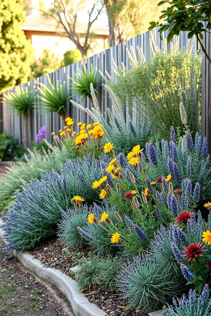 Native Planting Edge - 30 Simple Fence Line Landscaping Ideas