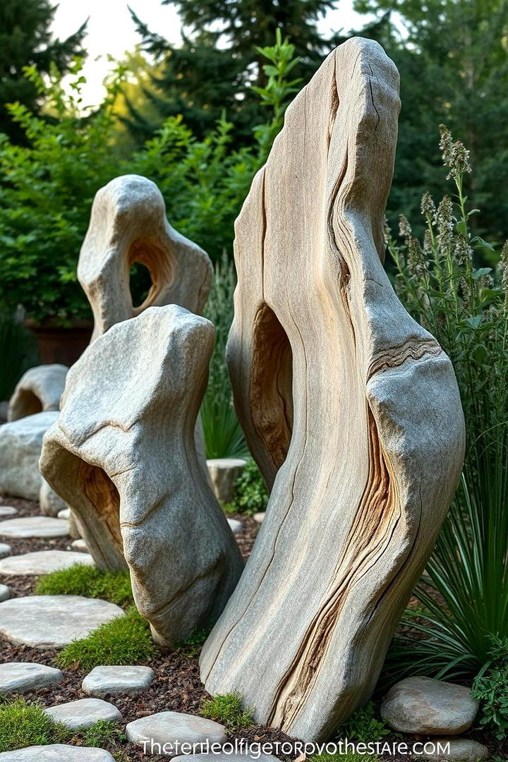 Natural Garden Sculptures - 30 Rustic Landscaping Ideas