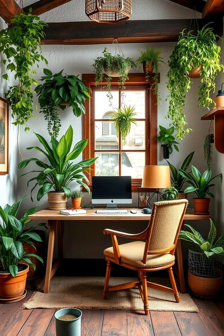 Natural Indoor Plant Arrangements - 30 Rustic Home Office Ideas