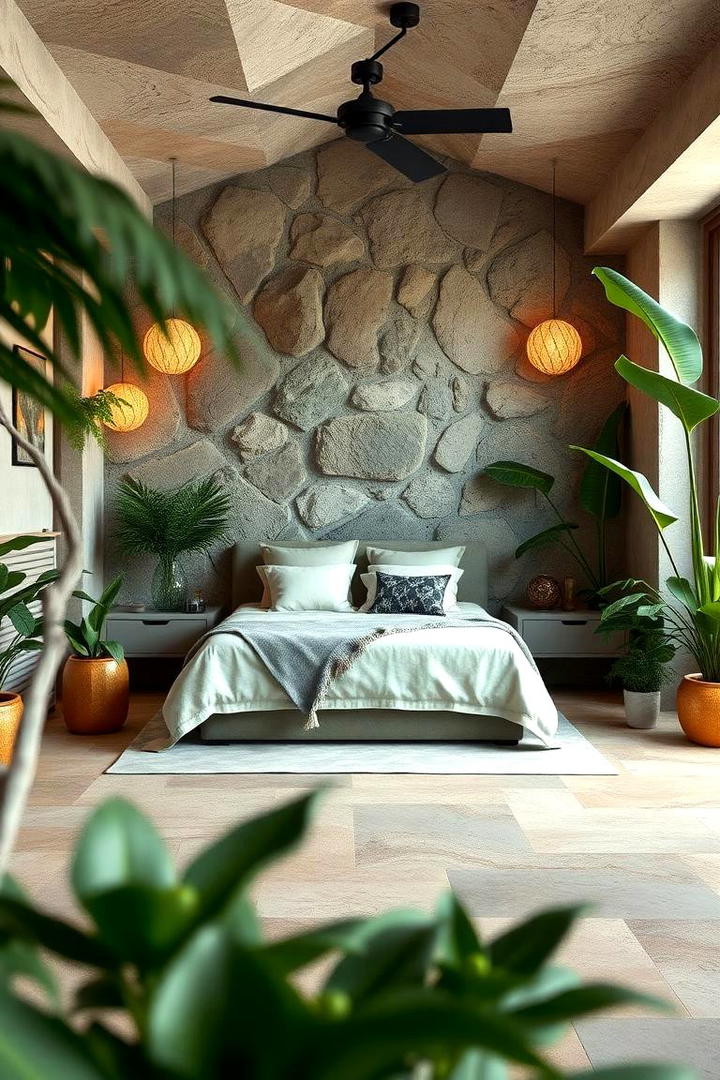 Natural Stone Features - 30 Jungle-themed Bedroom Ideas