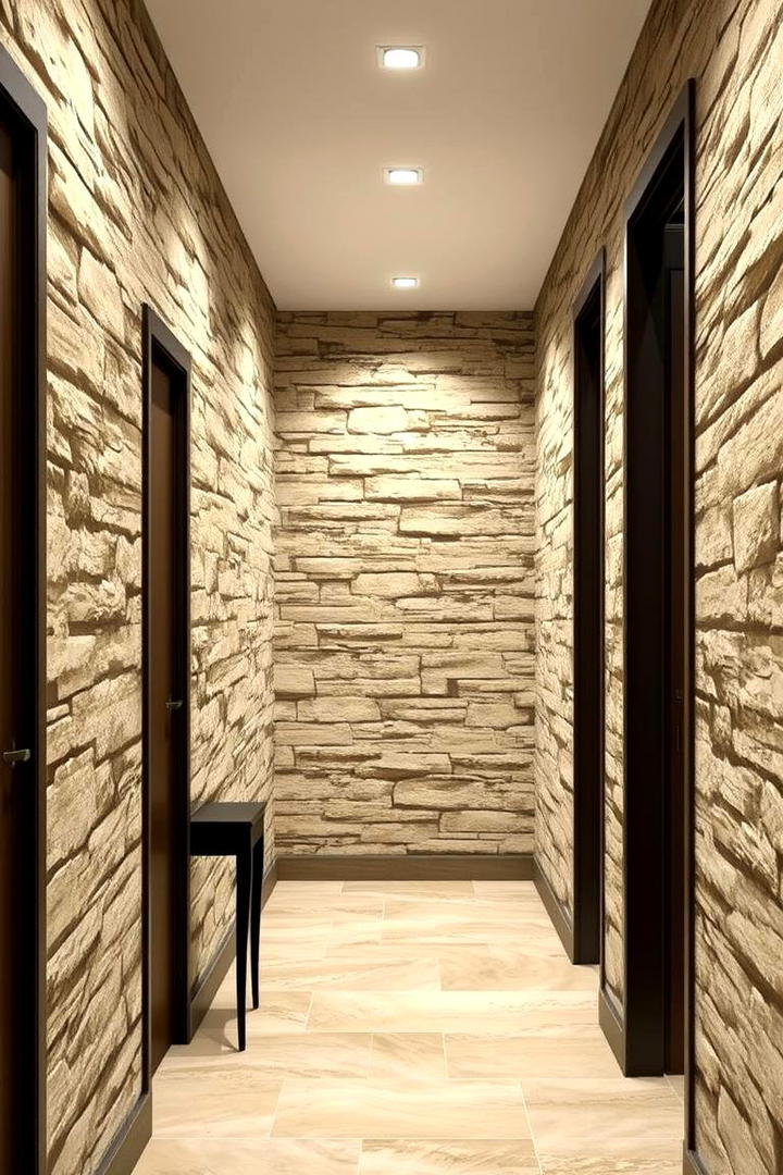 Natural Stone Impressions for an Organic Corridor - 30 Hallway Wallpaper Ideas