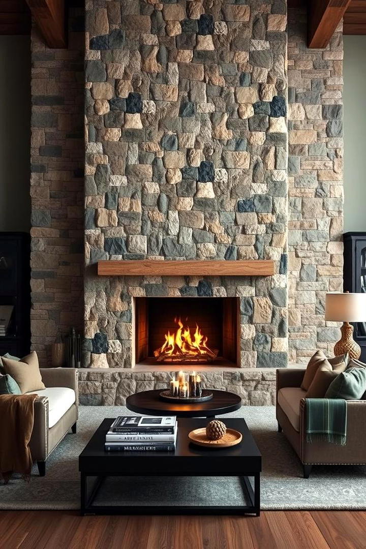 Natural Stone Mimic - 30 Fireplace Paint Ideas