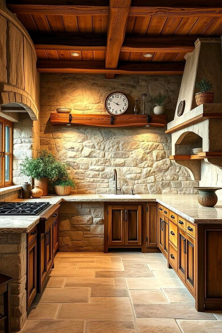 Natural Stone and Wood Blend - 30 Tuscan Kitchen Design Ideas