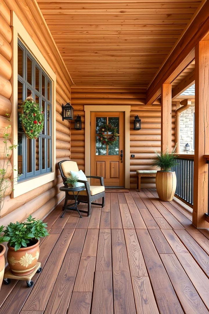 Natural Wood Decking - 30 Rustic Front Porch Ideas