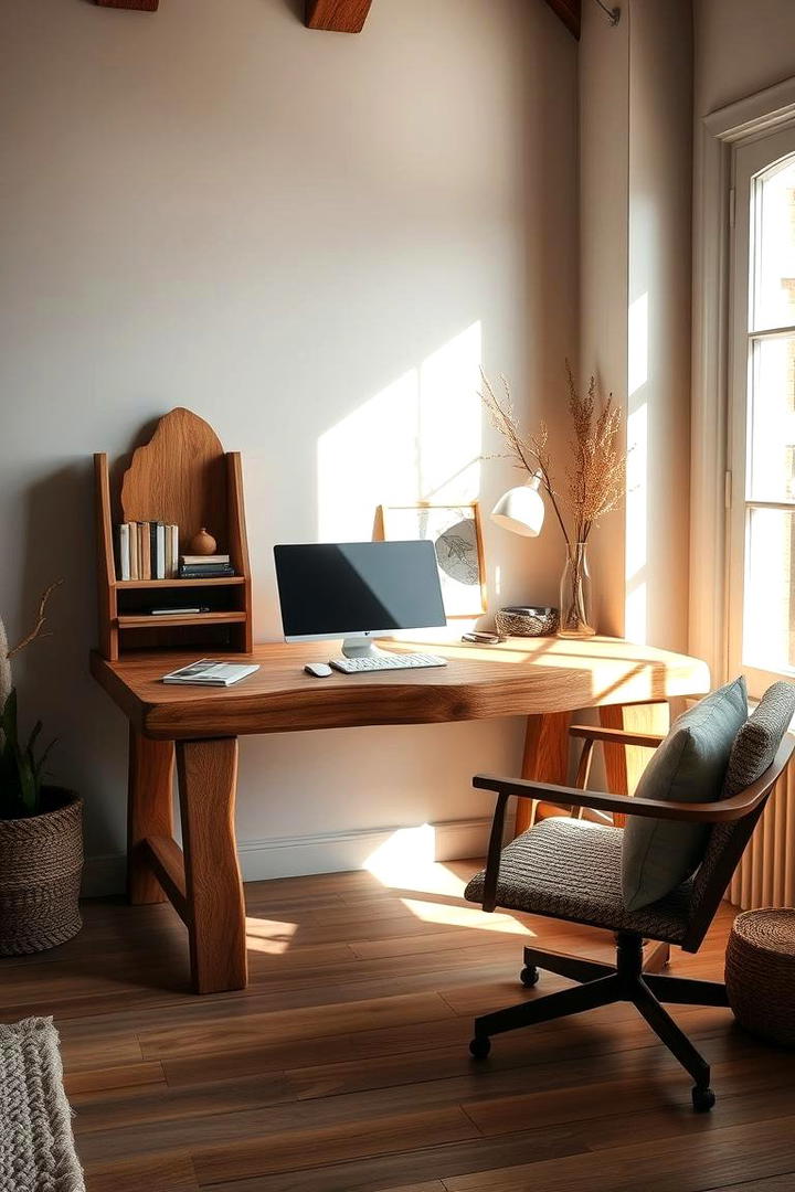 Natural Wood Desk Design - 30 Rustic Home Office Ideas