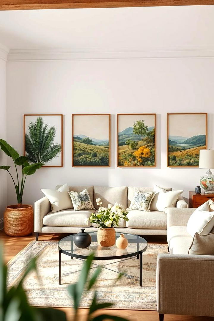 Nature Inspired Artwork - 30 Mediterranean Living Room Ideas