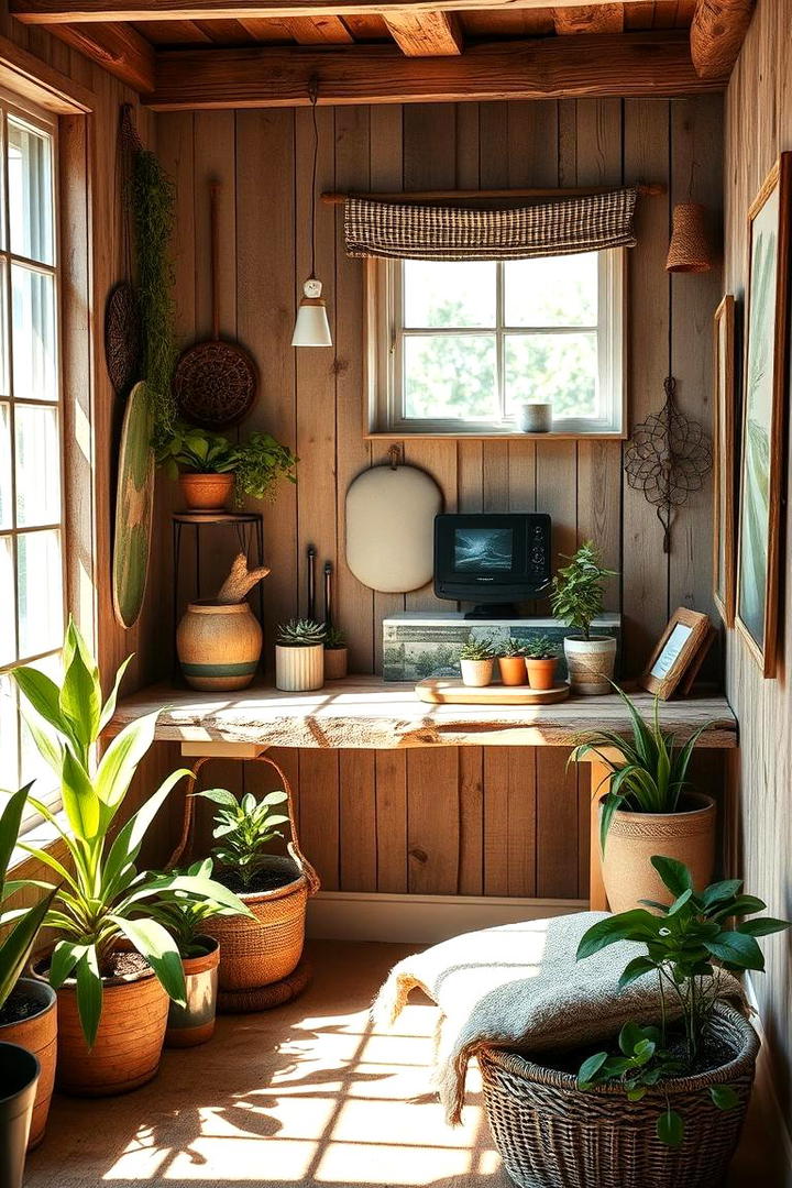 Nature Inspired Bohemian Desk Nook - 30 Bohemian Home Office Ideas