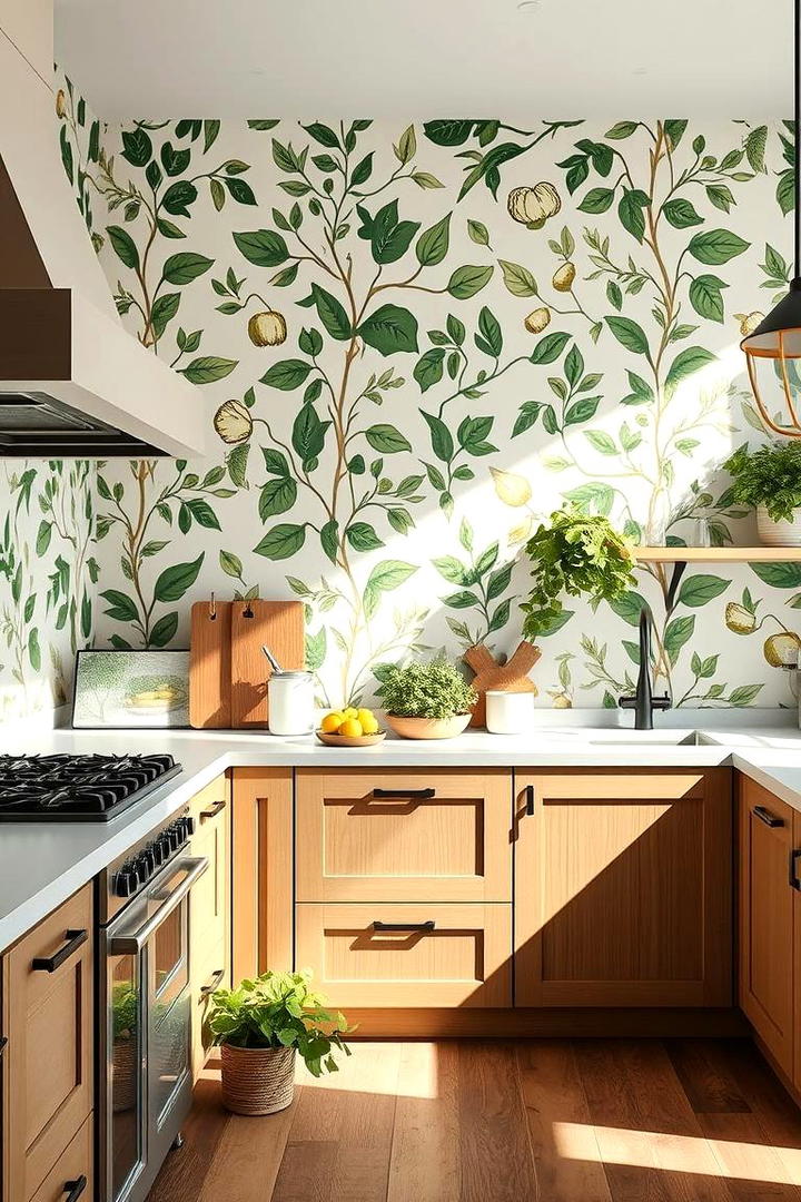 Nature Inspired Greens - 30 Kitchen Wallpaper Ideas