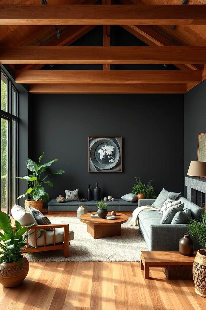 Nature Inspired Oasis - 30 Contrasting Living Rooms With Dark Grey Walls