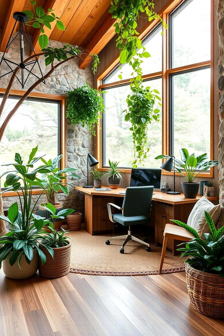 Nature Inspired Office Retreat - 30 basement office ideas