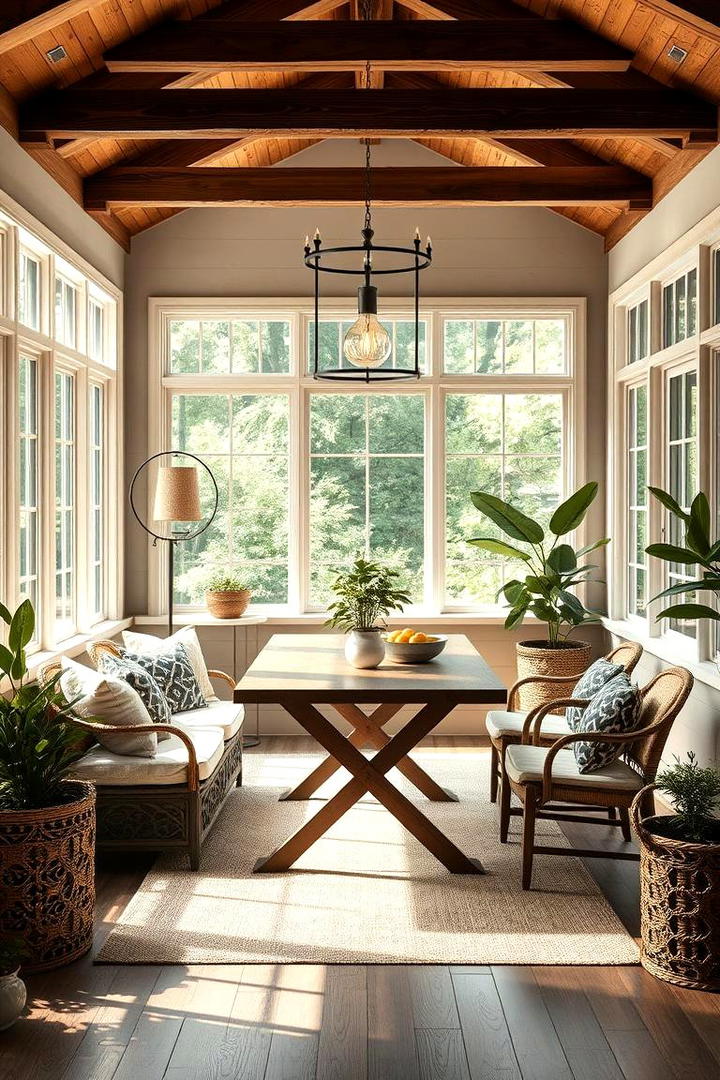 Nature Inspired Serene Dining - 30 Sunroom Dining Room Ideas