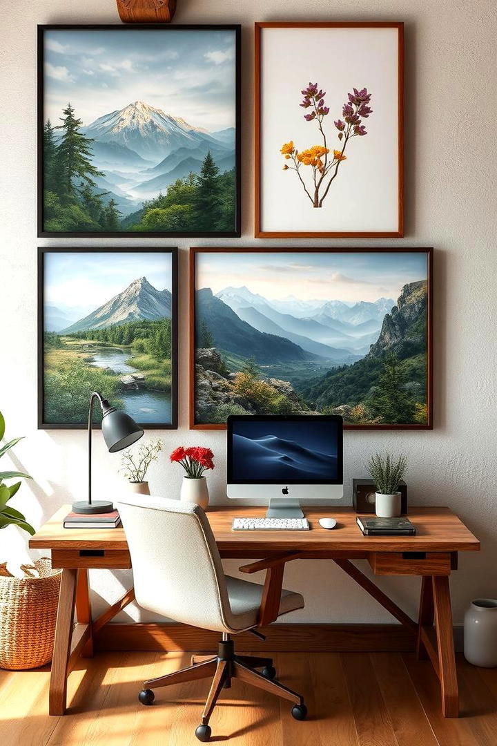 Nature Inspired Wall Art - 30 Rustic Home Office Ideas