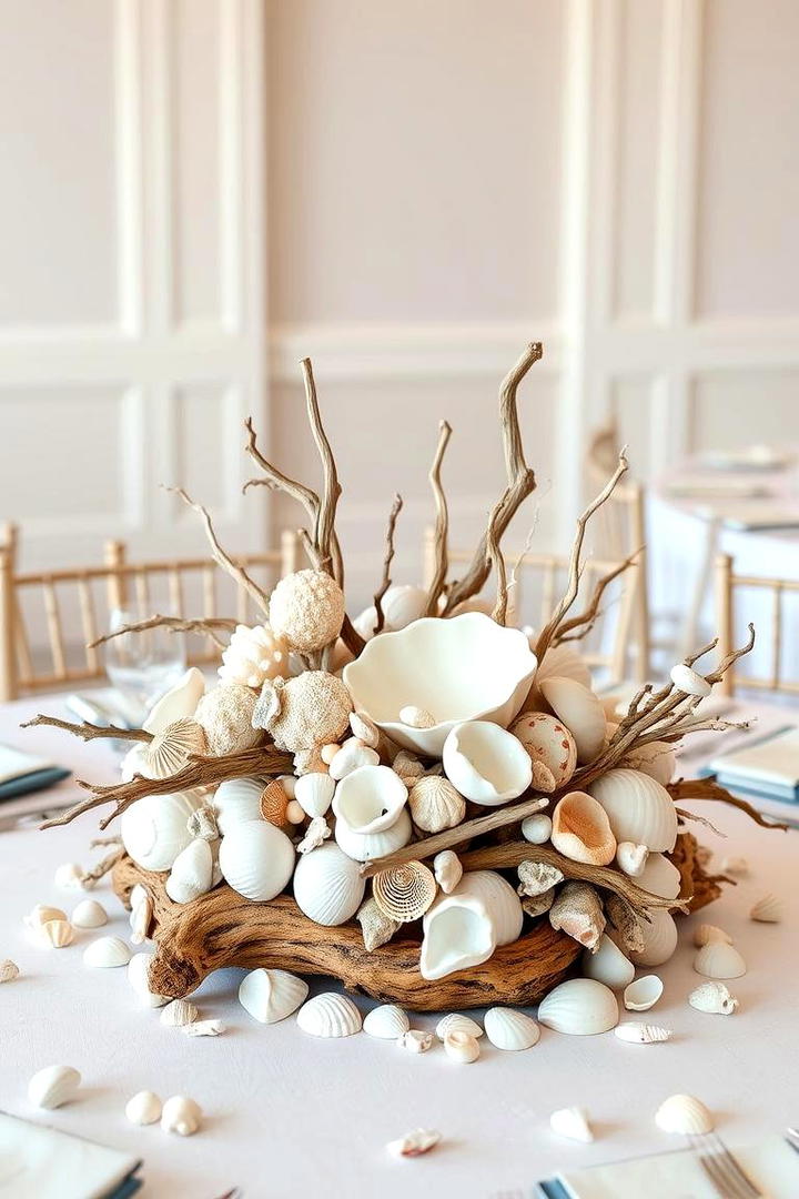 Nautical Seashell Display - 30 non-floral wedding centerpiece ideas