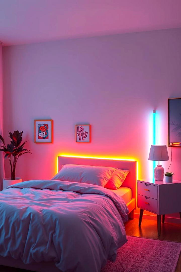 Neon Accent Lighting - 30 90s Bedroom Decor Ideas