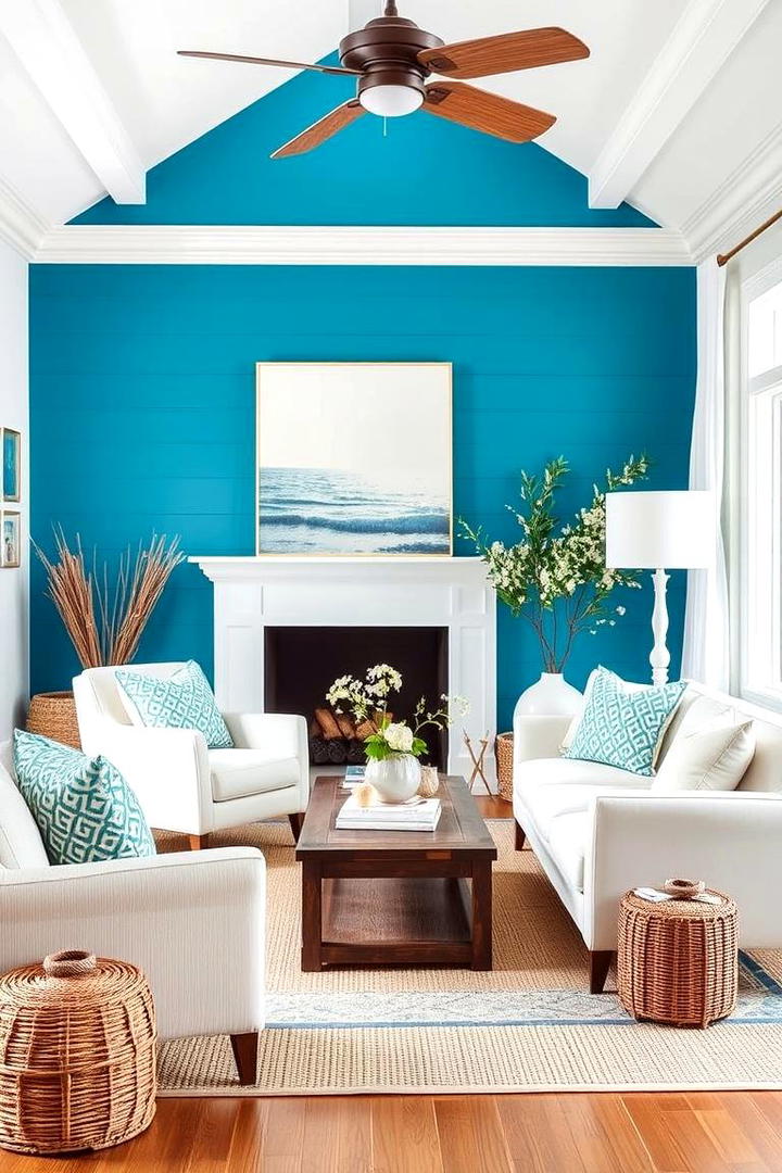 Ocean Blue Accent Walls - 30 Coastal Decor Ideas