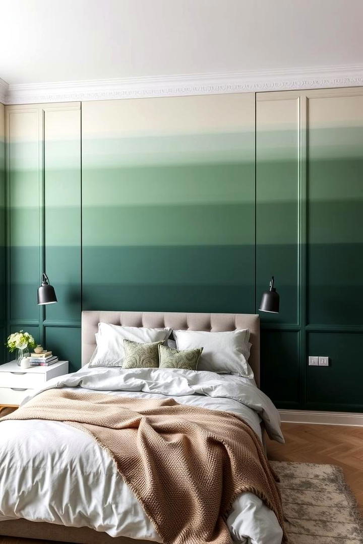 Ombre Green Panelling - 30 Green Panelling Bedroom Ideas