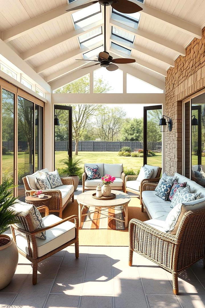 Open Air Sun Lounge - 30 Farmhouse Sunroom Ideas