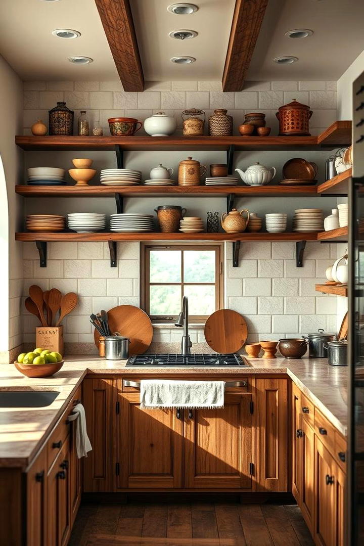 Open Shelving Charm - 30 Tuscan Kitchen Design Ideas