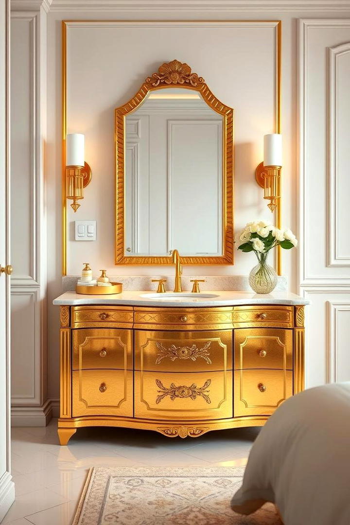 Opulent Gold Accents Vanity - 30 Bedroom Vanity Ideas