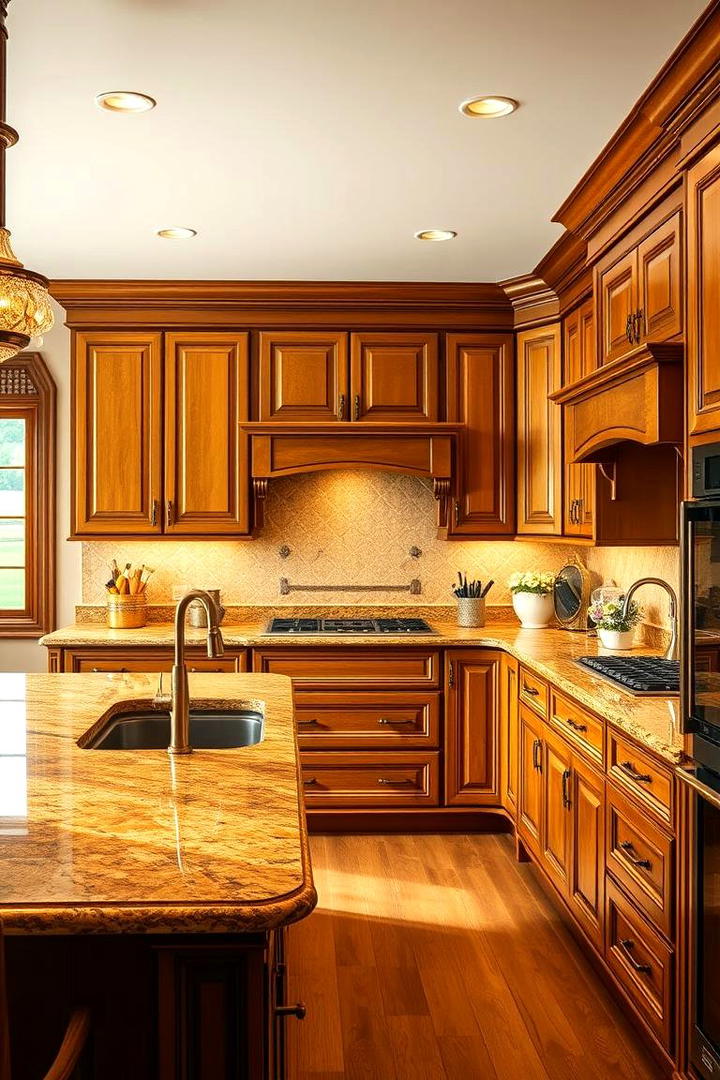 Opulent Gold Details - 30 what color countertops go with oak cabinets