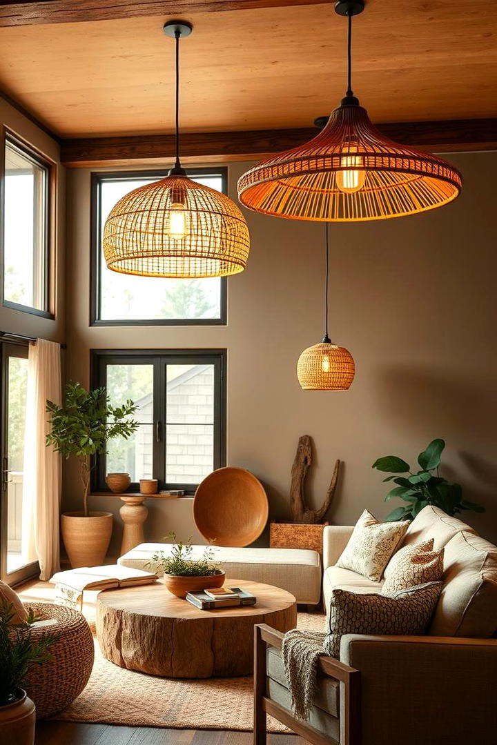 Organic Material Warmth - 30 Living Room Ceiling Lighting Ideas