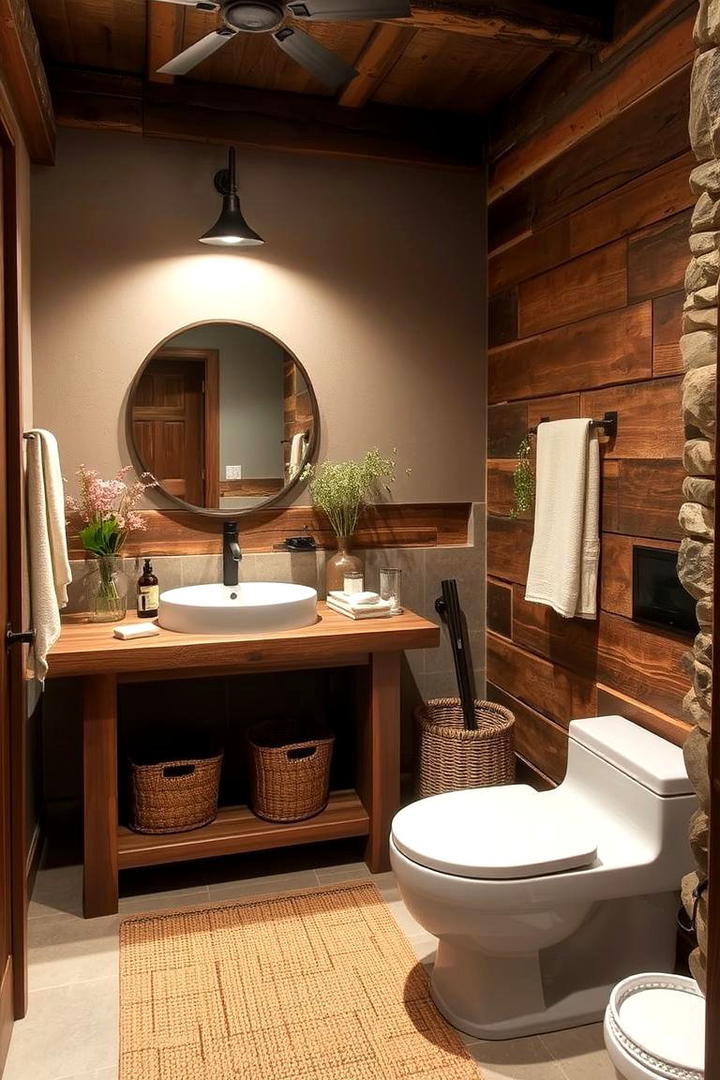 Organic Natural Materials - 30 Basement Bathroom Ideas