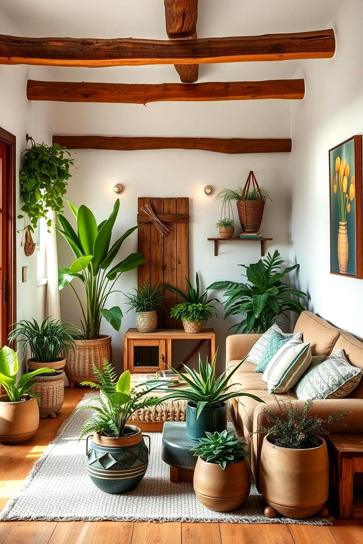 Organic Plant Arrangements - 30 Small Rustic Living Room Ideas