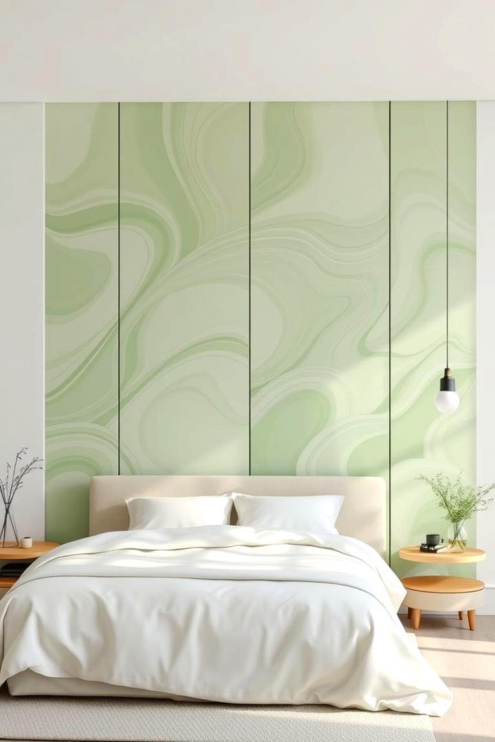 Organic Wave Pattern Panels - 30 Green Panelling Bedroom Ideas