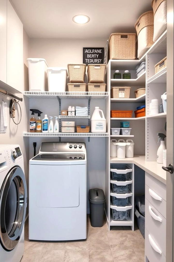 Organized Closet System Integration - 30 basement laundry room ideas