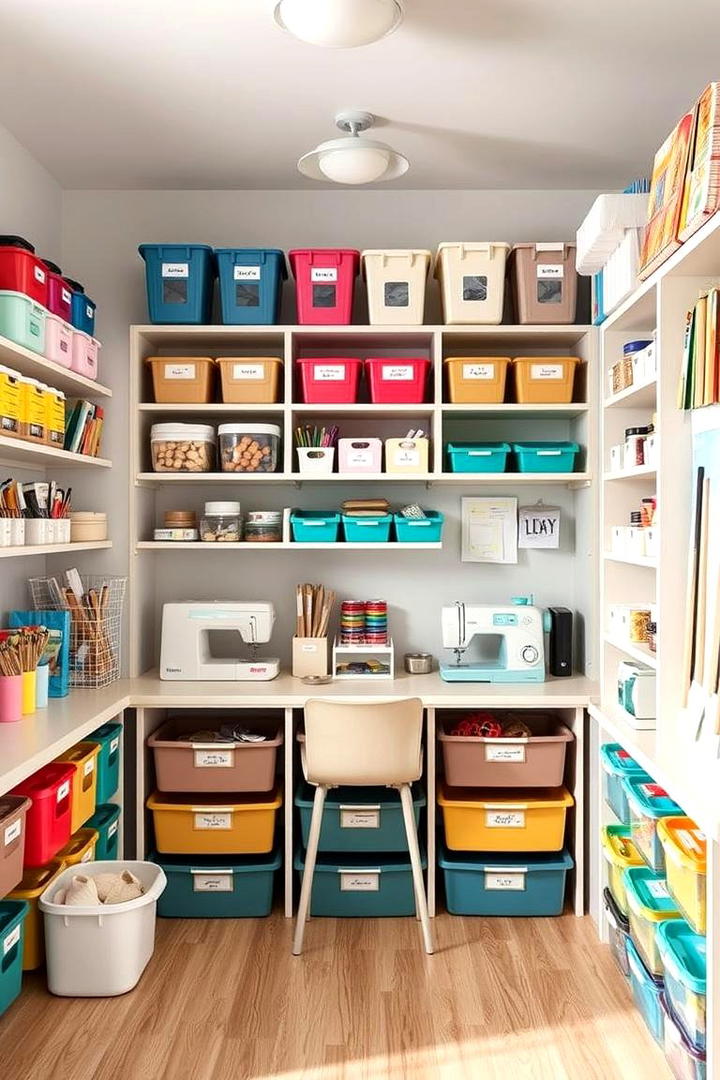 Organized Craft Room with Zones - 30 Craft Room Ideas