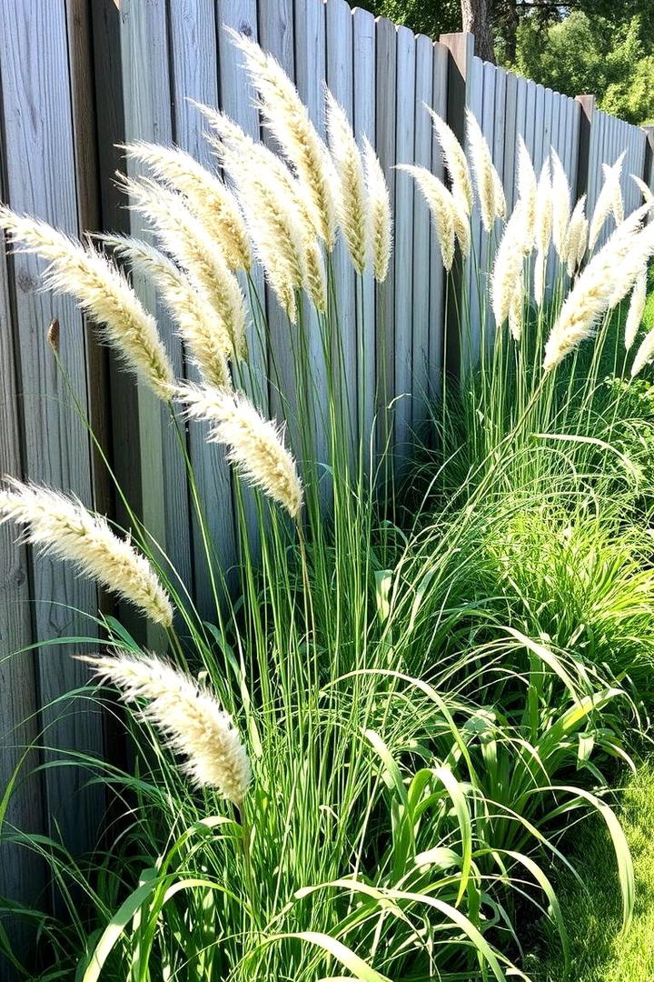 Ornamental Grasses Appeal - 30 Simple Fence Line Landscaping Ideas