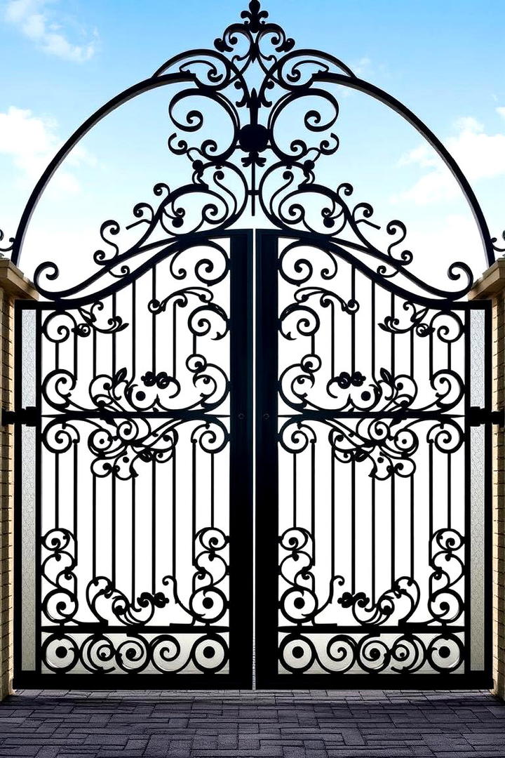 Ornamental Laser Cut Iron Gate - 30 Driveway Gate Ideas