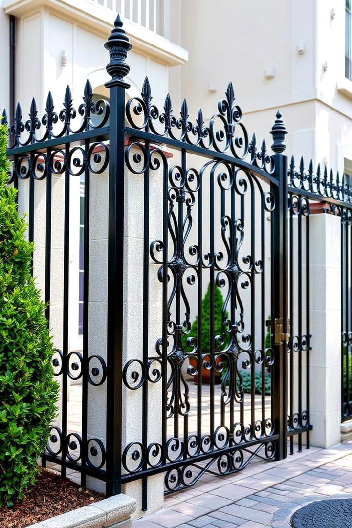 Ornamental Wrought Iron Corner Fence - 30 Corner Fence Ideas