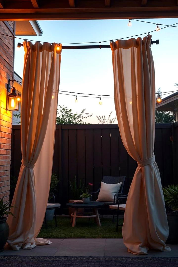 Outdoor Curtain Canopy - 30 Backyard Privacy Ideas