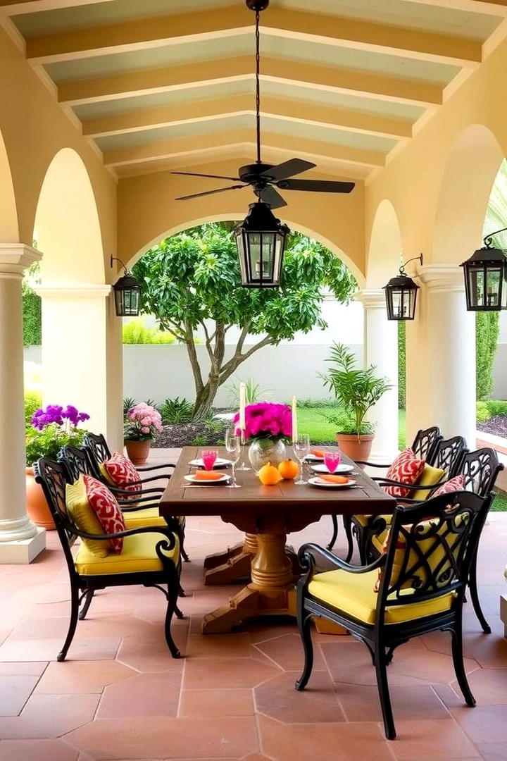 Outdoor Spanish Dining Area - 30 spanish style front porch ideas