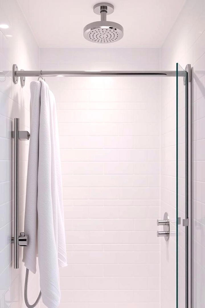 Overhead Towel Bar in Shower - 30 Towel Storage Ideas