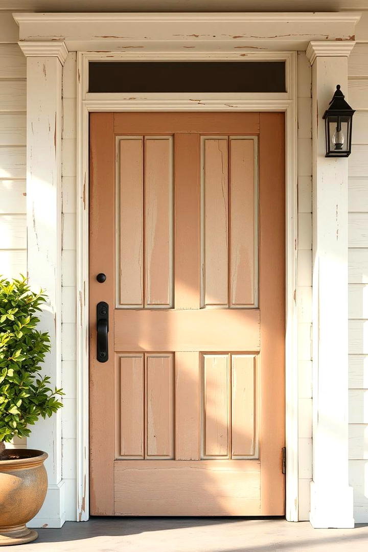 Painted Distressed Door Design - 30 Farmhouse Front Door Ideas