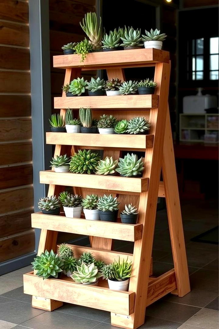 Pallet Wood Succulent Stand - 30 Outdoor Succulent Container Ideas