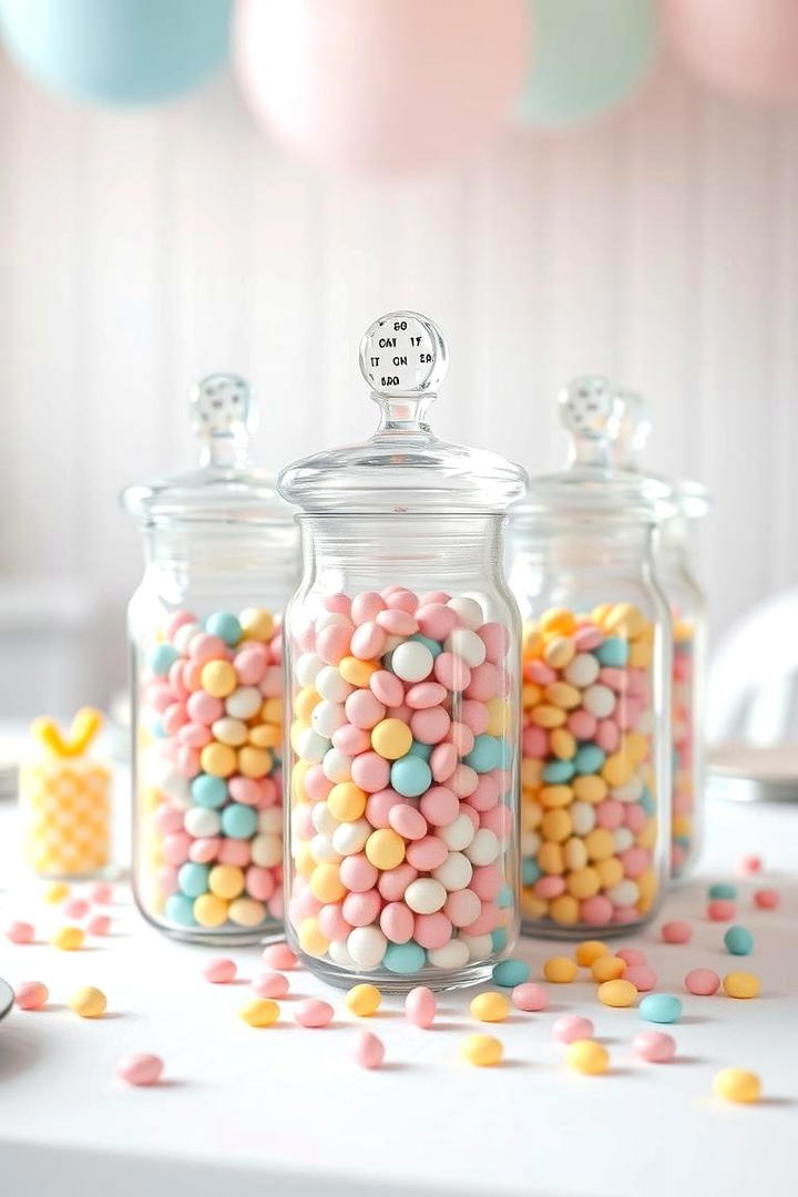 Pastel Candy Jar Decor - 30 Baby Shower Centerpiece Ideas