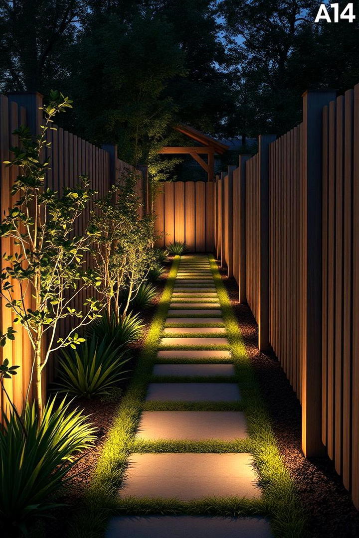 Pathway Lighting Focus - 30 Simple Fence Line Landscaping Ideas