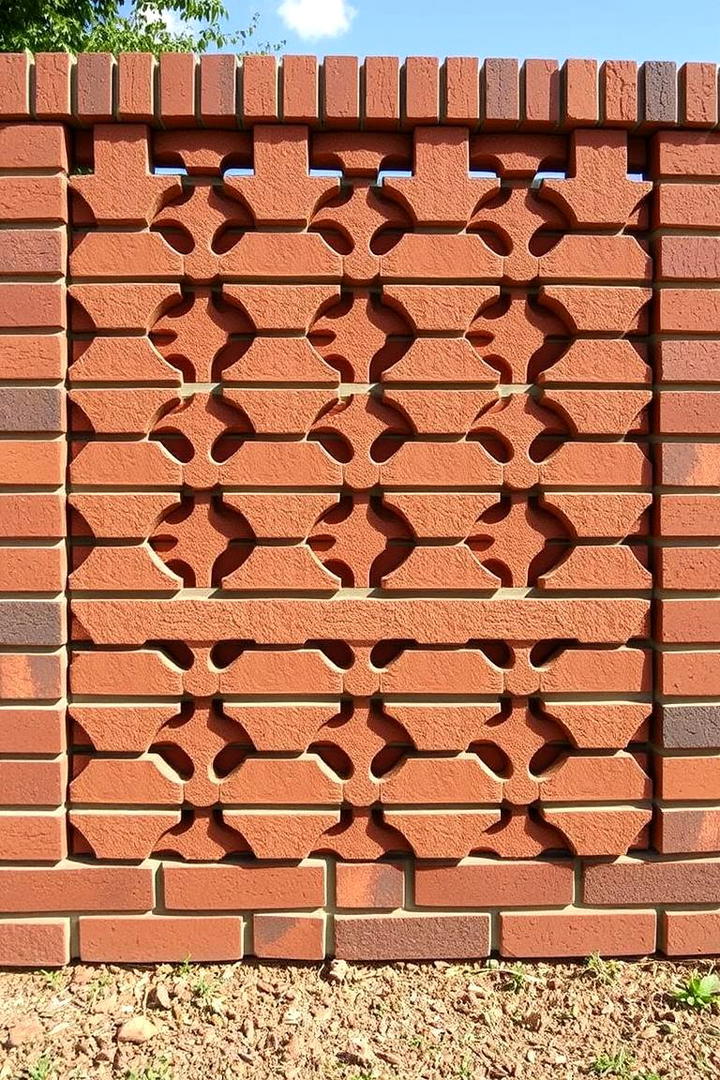 Patterned Brick Accent - 30 Brick Fence Ideas