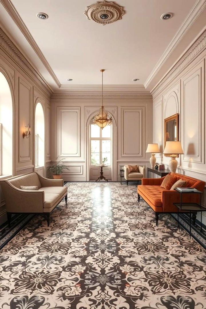 Patterned Floor Elegance - 30 Preppy Room Ideas