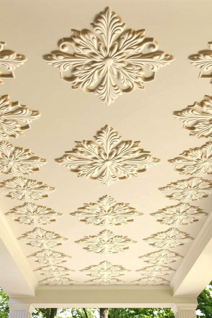 Patterned Plaster Relief - 30 Porch Ceiling Ideas