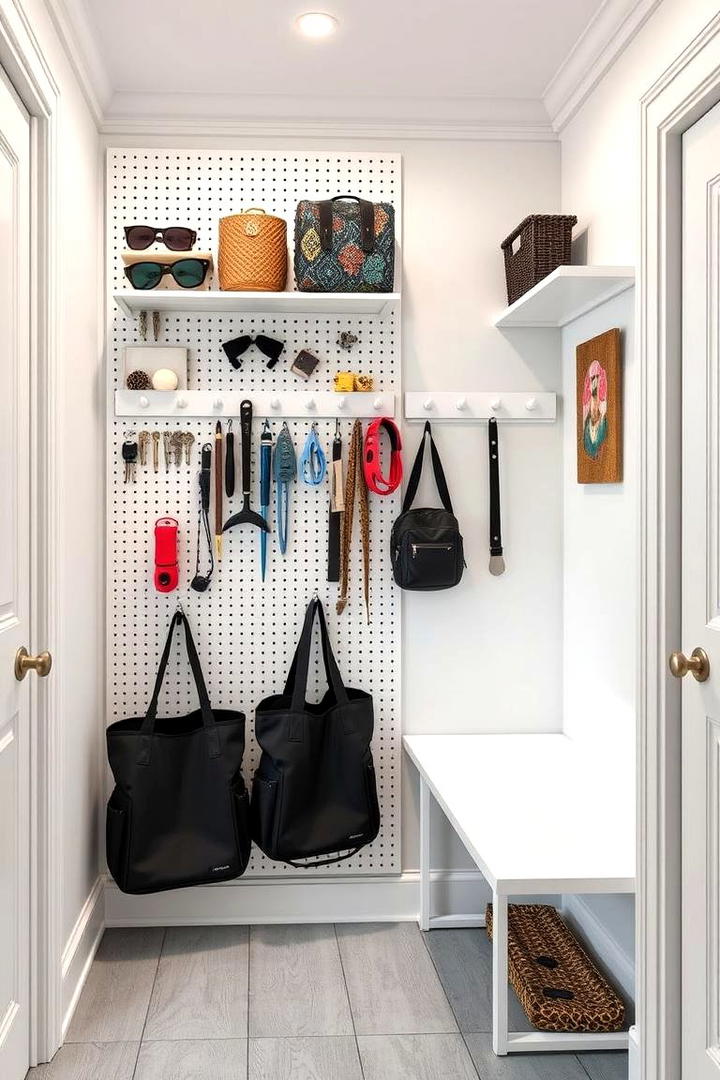 Pegboard Organizer for Efficiency - 30 Mudroom Storage Ideas