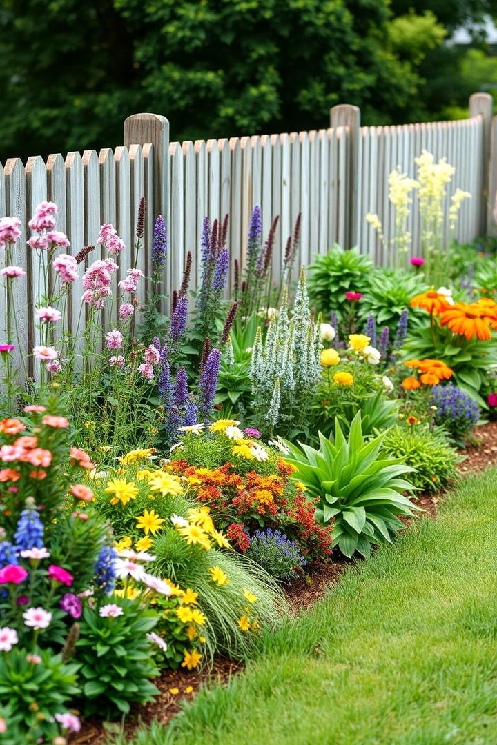 Perennial and Annual Mix - 30 Simple Fence Line Landscaping Ideas