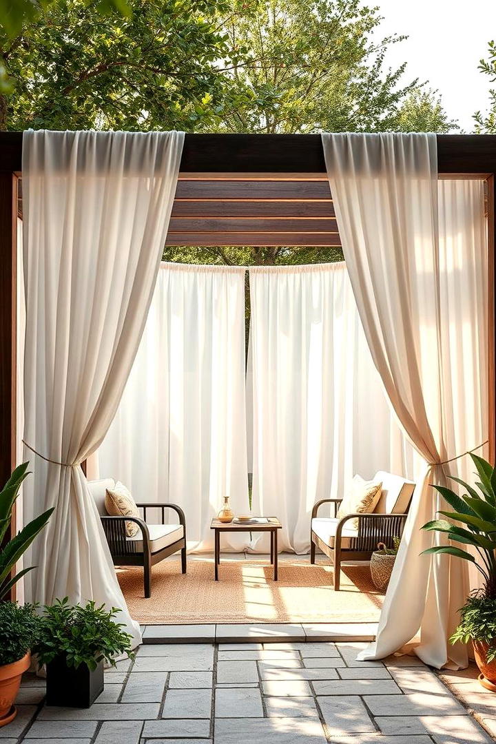 Pergola with Draped Curtains - 30 Backyard Privacy Ideas