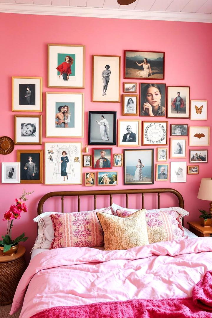 Personalized Boho Gallery Wall - 30 Pink Boho Bedroom Ideas