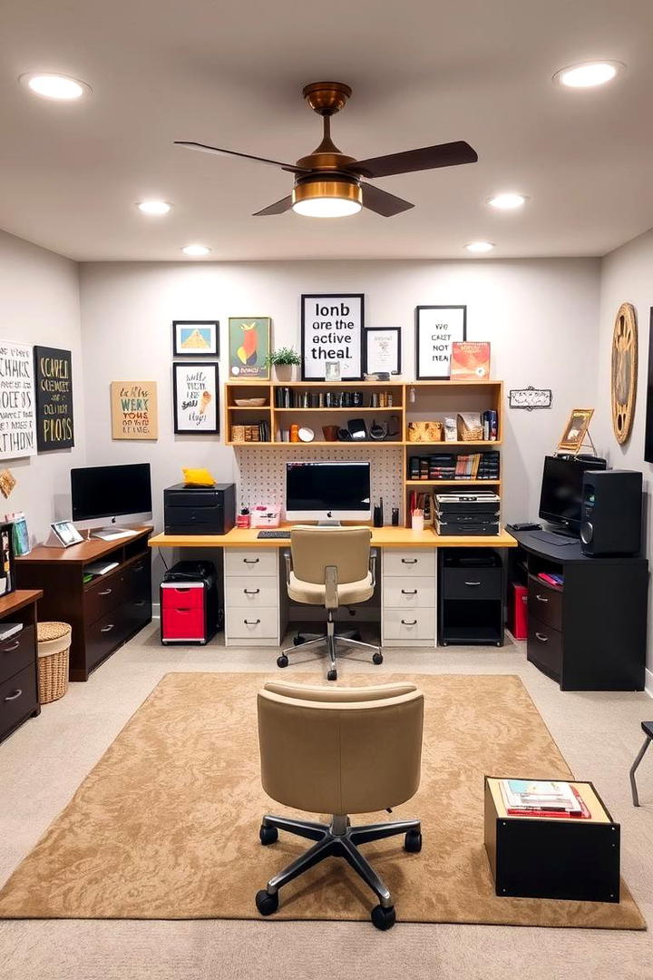 Personalized Craft Studio Office - 30 basement office ideas