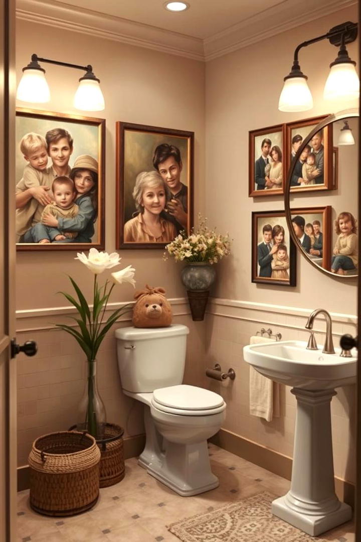 Personalized Family Portraits - 30 Bathroom Art Ideas