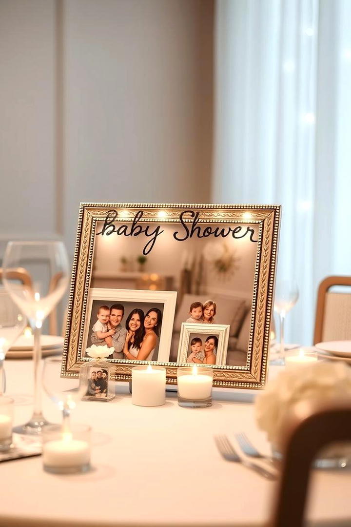 Personalized Photo Frame Centerpiece - 30 Baby Shower Centerpiece Ideas